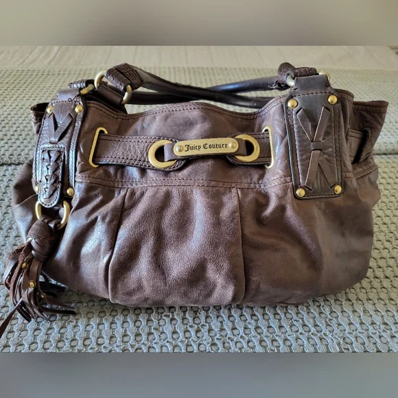 🥀🌻Y2k Juicy Couture Brown Leather Women's Bag - Picture 1 of 11